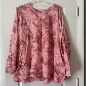 D & Co Pink Tie-Dye Sweatshirt and Short Set Women's Size 4X